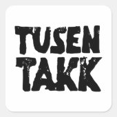 Noors "Dank u" Zwart-wit Lino Cut Vierkante Sticker (Voorkant)