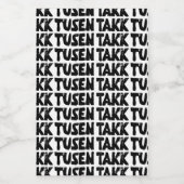 Noors "Dank u" Zwart-wit Lino Cut Wijn Etiket (Enkel label)