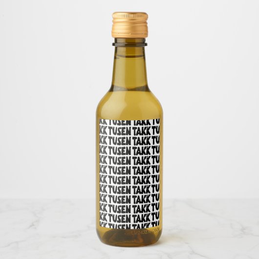 Noors "Dank u" Zwart-wit Lino Cut Wijn Etiket (Voorkant)