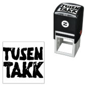 Noors "Dank u" Zwart-wit Lino Cut Zelfinktende Stempel (In situ)