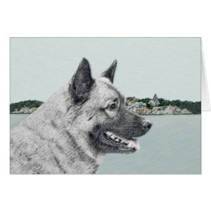 Noors Elkhound bij Village Painting - Dog Art