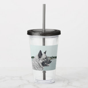 Noors Elkhound bij Village Painting - Dog Art Acryl Drinkbeker