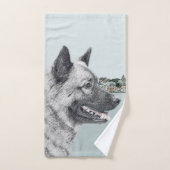 Noors Elkhound bij Village Painting - Dog Art Bad Handdoek (Handdoek)