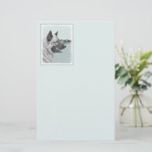Noors Elkhound bij Village Painting - Dog Art Briefpapier (Staand voorkant)