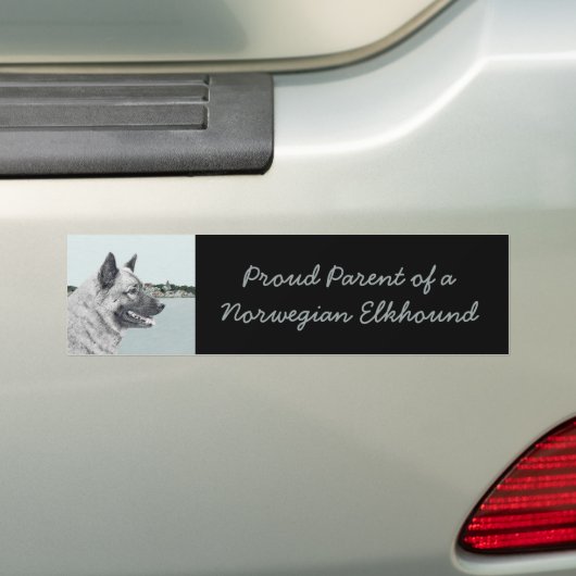 Noors Elkhound bij Village Painting - Dog Art Bumpersticker (Op auto)