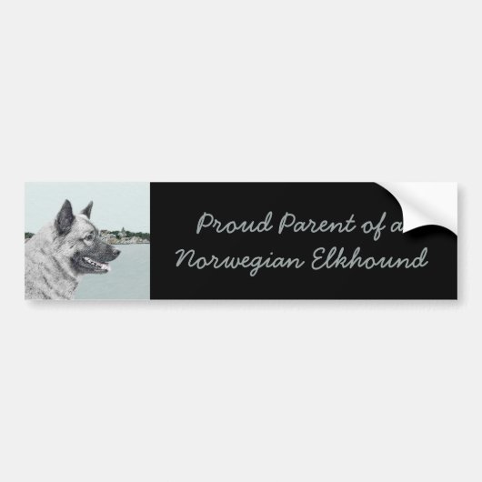 Noors Elkhound bij Village Painting - Dog Art Bumpersticker (Voorkant)