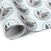 Noors Elkhound bij Village Painting - Dog Art Cadeaupapier (Rol Hoek)