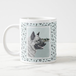 Noors Elkhound bij Village Painting - Dog Art Grote Koffiekop