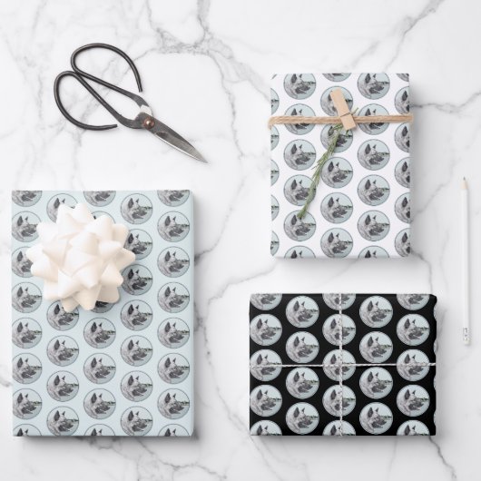 Noors Elkhound bij Village Painting - Dog Art Inpakpapier Vel (Voorkant)