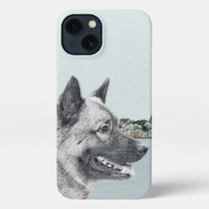 Noors Elkhound bij Village Painting - Dog Art iPhone 13 Hoesje