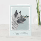 Noors Elkhound bij Village Painting - Dog Art Kaart (Voorkant)