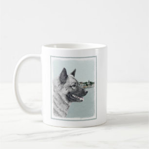 Noors Elkhound bij Village Painting - Dog Art Koffiemok