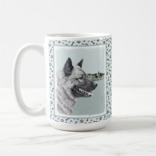 Noors Elkhound bij Village Painting - Dog Art Koffiemok