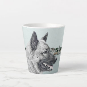 Noors Elkhound bij Village Painting - Dog Art Latte Mok