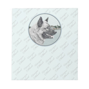 Noors Elkhound bij Village Painting - Dog Art Notitieblok