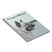 Noors Elkhound bij Village Painting - Dog Art Notitieboek (Rechterzijde)