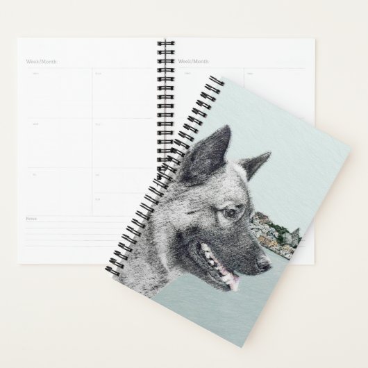 Noors Elkhound bij Village Painting - Dog Art Planner (Display)