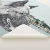 Noors Elkhound bij Village Painting - Dog Art Sherpa Deken (3/4)