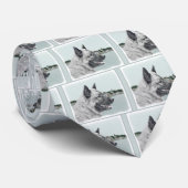 Noors Elkhound bij Village Painting - Dog Art Stropdas (Opgerold)