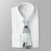 Noors Elkhound bij Village Painting - Dog Art Stropdas (Gebonden)