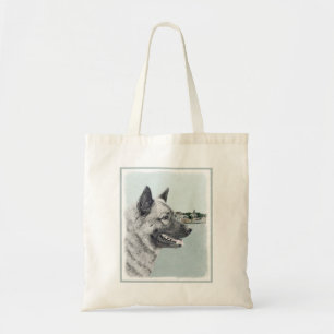 Noors Elkhound bij Village Painting - Dog Art Tote Bag