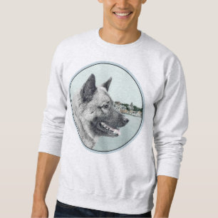 Noors Elkhound bij Village Painting - Dog Art Trui