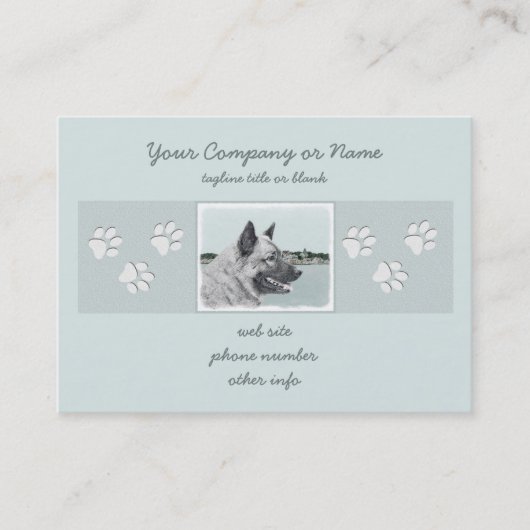 Noors Elkhound bij Village Painting - Dog Art Visitekaartje (Voorkant)