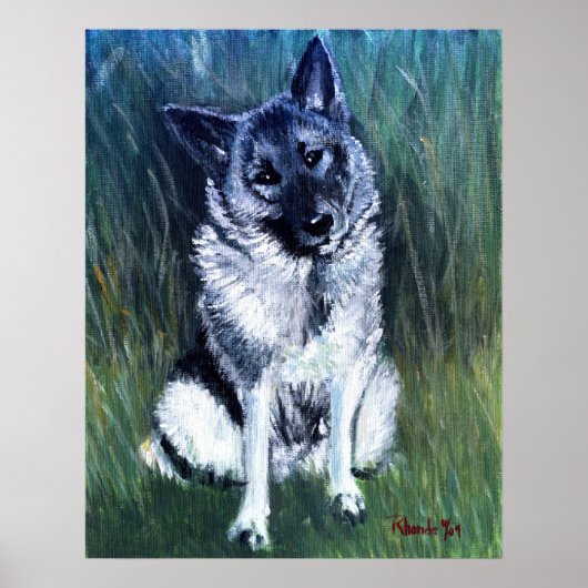 Noors "Elkhound Dog"-portret Poster (Voorkant)