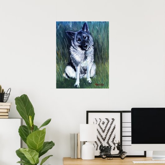 Noors "Elkhound Dog"-portret Poster (Thuiskantoor)