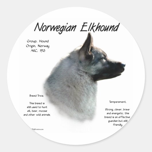 Noors Elkhound Geschiedenis Ontwerp Ronde Sticker (Voorkant)