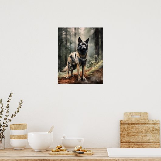 Noors Elkhound Hondenkunst Print Poster (Keuken)