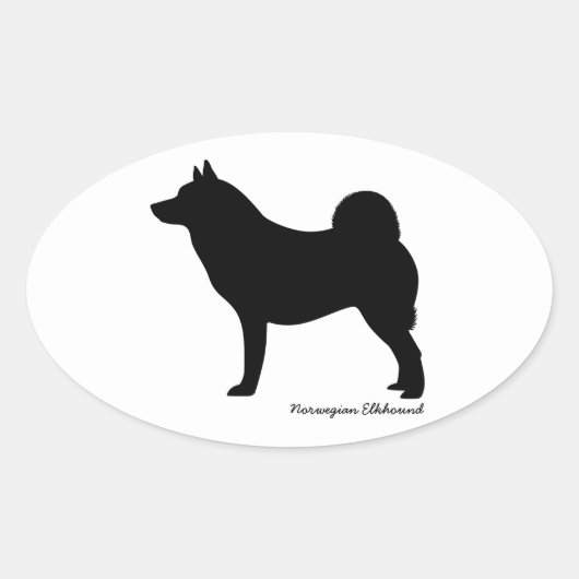 Noors Elkhound Ovale Sticker (Voorkant)