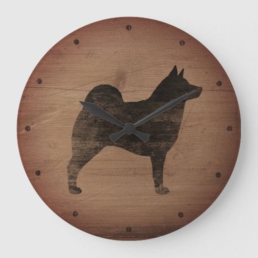 Noors Elkhound Silhouette Rustic Grote Klok (Voorkant)