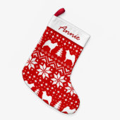 Noors Elkhound Silhouettes Holiday Patroon Kleine Kerstsok (Voorkant (Hangend))