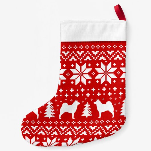 Noors Elkhound Silhouettes Holiday Patroon Kleine Kerstsok (Achterkant)