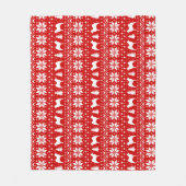 Noors Elkhound Silhouettes kerstfeestdag Fleece Deken (Voorkant)