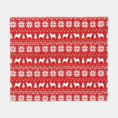 Noors Elkhound Silhouettes kerstfeestdag Fleece Deken (Voorkant (Horizontaal))