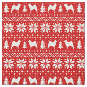 Noors Elkhound Silhouettes kerstfeestdag Stof (Swatch)
