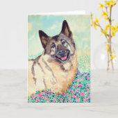 Noors Elkhound Wenskaarten Kaart (Gele Bloem)