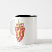 Noors embleem tweekleurige koffiemok (Voorkant links)