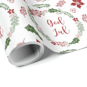 Noors en Zweeds kerstfeest met mooie god jul Cadeaupapier (Rol Hoek)