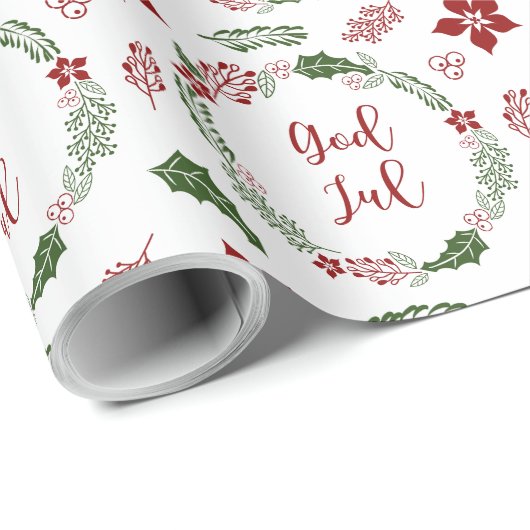 Noors en Zweeds kerstfeest met mooie god jul Cadeaupapier (Rol Hoek)