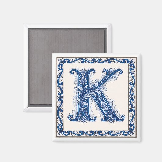 Noors Erfgoed K Monogram - Blauw Magneet (Voorkant / Achterkant)