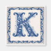 Noors Erfgoed K Monogram - Blauw Magneet (Voorkant)