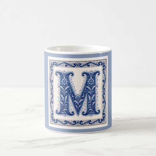 Noors Erfgoed M Monogram - Blauw Koffiemok (Center)