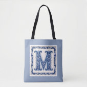 Noors Erfgoed M Monogram - Blauw Tote Bag (Voorkant)