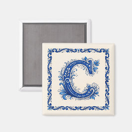Noors Erfgoed Monogram-Blauw Magneet