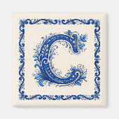 Noors Erfgoed Monogram-Blauw Magneet (Voorkant)