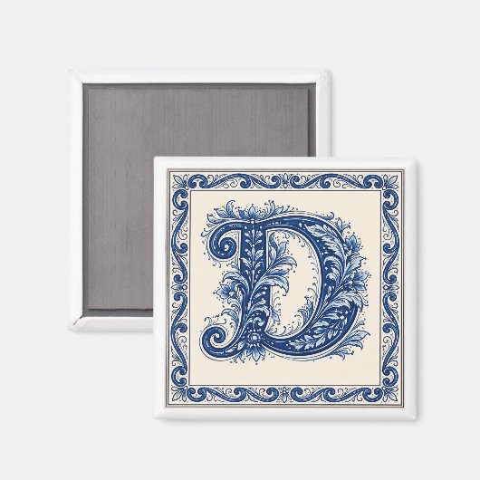 Noors Erfgoed Monogram-Blauw Magneet (Voorkant / Achterkant)