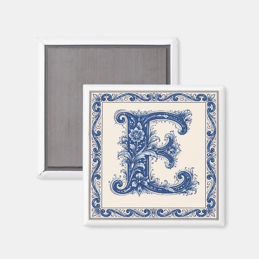 Noors Erfgoed Monogram-Blauw Magneet (Voorkant / Achterkant)